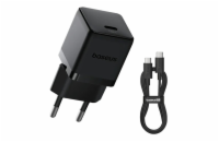 Baseus Palm Fast Nabíječka USB-C 20W + Datový Kabel USB-C/USB-C 1m Black