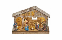 LED vánoční betlém dřevěný, 19 cm, 3x AA, vnitřní, teplá bílá, časovač