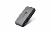 Connect IT CompactPRO USB-C Hub + Čtečka paměťových karet - šedá Praktická USB-C čtečka paměťových karet a USB hub CompactPRO umožňuje přenášet data a obsah mezi vašimi paměťovými kartami a mobilním 