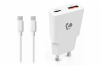 NEDIS síťová nabíječka/ 30 W/ PD 3.0/ rychlé nabíjení/ 1.5 / 2.0 / 2.22 / 3.0 A/ USB-A/ USB-C/ bílá/ kabel 1,5m