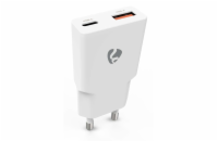 NEDIS síťová nabíječka/ 30 W/ PD 3.0/ rychlé nabíjení/ 1.5 / 2.0 / 2.22 / 3.0 A/ USB-A/ USB-C/ bílá