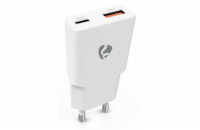 NEDIS síťová nabíječka/ 20 W/ PD 3.0/ rychlé nabíjení/ 1.5 / 2.0 / 2.22 / 3.0 A/ USB-A/ USB-C/ bílá