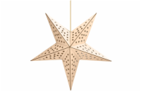 Solight LED dřevěná vánoční hvězda, závěsná, časovač, 20x LED, 65cm, 2x AA - 1V293