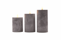 Solight sada LED svíček s časovačem, 3x svíčka, 10/13/15cm, šedá, 2xAA - 1V285