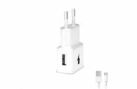 WG - Síťová nabíječka 1x USB-A, Quick Charge 3.0, 5V-9V-12V + kabel USB-A na Micro USB, white