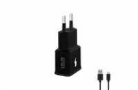 WG - Síťová nabíječka 1x USB-A, Quick Charge 3.0, 5V-9V-12V + kabel USB-A na Micro USB, black