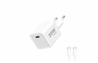 WG - Síťová nabíječka 1x USB-C PD 20W, 5V-9V-12V, kabel Type-C na Type-C, bílá