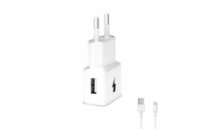 WG - Síťová nabíječka 1x USB-A, Quick Charge 3.0, 5V-9V-12V, kabel USB-A na Lightning, bílá