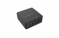 WG - Síťová nabíječka 5x USB 60W, 1x USB-A QC 3.0 + 3x USB-A Smart IC + 1x USB-C PD, černá