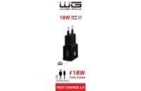 WG - Síťová nabíječka 1x USB-A, Quick Charge 3.0, 5V-9V-12V, + kabel USB-A na Type-C, černá