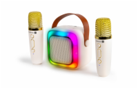 CONNECT IT 2Mic bezdrátový mini party karaoke reproduktor + 2 x mikrofon,BT,USB,USB-C/Micro SD, 3,5mm jack, 5W, BÉŽOVÝ