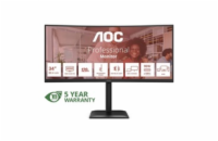 AOC MT 34" CU34E4CV - 3440x1440,VA,120Hz,HDR10,2xHDMI,DP,USBhub,USB-C,RJ45,repro,Zakřivený