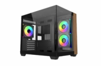 Cooler Master case Elite 481 Wood, mATX, Průhledná bočnice, 3x 120mm ARGB Fan, Černá