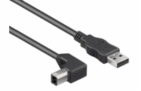 PremiumCord Kabel USB 2.0, A-B, 5m se zahnutým USB-B konektorem 90°