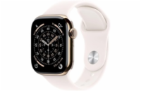 Apple Watch Series 11 GPS + Cellular 42mm Gold Titanium Case with Light Blush Sport Band - S/M