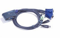 ATEN přepínač KVM 2-port VGA KVMP USB2.0, mini, audio, 0,9m kabely   POŠKOZEN OBAL
