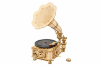 RoboTime 3D dřevěné mechanické puzzle Gramofon (elektrický pohon)