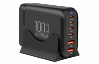Stolní nabíječka OBAL:ME Terminal GaN 4C2A, 100W - černá OBAL:ME Terminal GaN 4C2A (OM100W4C2A) je výkonná stolní nabíječka s technologií GaN3, která zvládne napájet až šest zařízení současně s celko