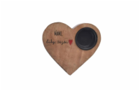 Svícen z mangového dřeva ORION Srdce, Mami