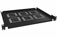 Solarix Police 19" 1U 350mm ukládací plato BK úchyt na přední lišty UP-03-B
