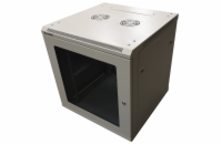 XtendLan 12U/600x600, na zeď, jednodílný, rozložený, skleněné dveře, šedý