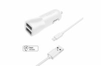 FIXED 2xUSB, USB/Lightning,1m MFI, 15W, bílá