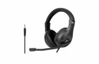 C-TECH sluchátka s mikrofonem MHS-05, 4 pin 3,5mm jack, ovládání na kabelu, náhlavní, redukce na 2x jack, černá 