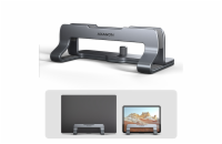 AXAGON STND-VG, vertikální hliníkový stojan pro notebooky 10"-17.3, nastavitelný rozestup, šedý