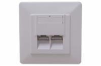 XtendLan Zásuvka 2x RJ-45, Cat6, stíněná, pod omítku, při užití krabičky i na zeď, šikmý vývod