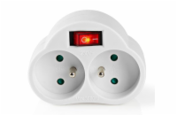 NEDIS síťový rozbočovač/ 2x zásuvka typu E (s kolíkem)/ 250 V AC 50/60 Hz/ 16 A/ 3500 W/ vypínač/ bílý