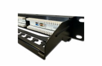 DATACOM Patch panel 19" UTP 24 port CAT5E DUAL 1U BK (4x6p) vyvazovací lišta
