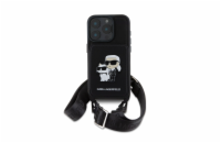 Karl Lagerfeld Saffiano Crossbody popruh Karl and Choupette kryt pro iPhone 16 Pro – černá Karl Lagerfeld Saffiano Crossbody Karl and Choupette (KLHCP16LCSAKCPMK) zadní kryt pro iPhone kombinuje eleg