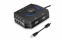 Externí Zvuková Karta Phoinikas T-10 Plug & play USB zvuková karta pro vylepšení nebo náhradu vadné zvukové karty. Nabízí 3x USB 2.0 porty a 3x 3,5mm audio vstupy pro sluchátka, mikrofon a reprodukto