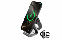 Cubenest 3v1 Qi2.2 Skládací bezdrátová magnetická nabíječka SQ312 Ultra Šedá