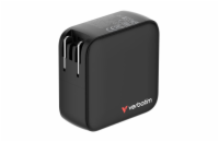 Verbatim Mini GaN nabíječka s displejem, 2× USB-C PD 100 W, 1× USB-A QC 3.0, černá