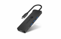 Connect IT USB-C hub 5v1 (USB-C, 3x USB-A, HDMI), externí - antracitová Connect IT USB-C hub 5v1 rozšíří jeden USB-C port o HDMI, USB-C s podporou 100 W Power Delivery a 3× USB-A 3.2 Gen 1 (5 Gb/s). 