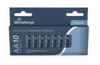 MediaRange Premium alkalické baterie Mignon AA 1,5V – 10ks MediaRange Premium Alkaline AA (LR6) 1,5V jsou výkonné alkalické baterie určené pro zařízení s vyšší spotřebou energie a nepřetržitým provoz