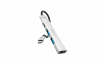USB-C Hub Earldom HUB20, 4 porty – šedá USB-C Hub Earldom HUB20 rozšíří vaše zařízení o 4 praktické porty – USB-C, USB 3.0, USB 2.0 a 3,5mm jack. Nabízí přenosovou rychlost až 10 Gbps, čtecí rychlost