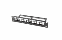 LANBERG PATCH PANEL 12 PORTŮ 1U S ORGANIZÉREM PRO KEYSTONE MODULY ČERNÝ