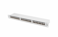 LANBERG PATCH PANEL 24 PORTŮ 1U 19" CAT.6A FTP STÍNĚNÝ ŠEDÝ