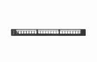 LANBERG 24PORTOVÝ PATCH PANEL 1U S ORGANIZÉREM PRO KEYSTONE MODULY ČERNÝ