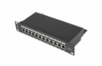 LANBERG PATCH PANEL 12PORT 1U 10" CAT.6 FTP STÍNĚNÝ ČERNÝ