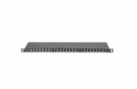 LANBERG PATCH PANEL 24 PORTŮ 0,5U 19" CAT.6 FTP STÍNĚNÝ ČERNÝ