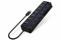 CONNECT IT Mighty Switch 2 USB-A hub, (4xUSB-A 3.0, 3xUSB-A 2.0), externí, ČERNÝ