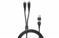 CONNECT IT Wirez 4in1 1x USB-C, 1x Lightning, 1,25 m, ČERNÝ