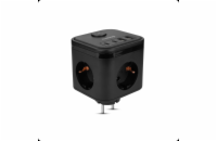 Nabíjecí stanice Huslog 15W 3xzásuvka, 2xUSB-C, 2xUSB, 1x vypínač černá