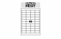 SPARE PRINT PREMIUM Samolepicí etikety bílé, 100 archů A4 v krabici (1arch/40x etiketa 48,5x25,4mm)