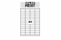 SPARE PRINT PREMIUM Samolepicí etikety bílé, 100 archů A4 v krabici (1arch/52x etiketa 52,5x21,2mm)