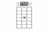SPARE PRINT PREMIUM Samolepicí etikety bílé, 100 archů A4 v krabici (1arch/18x etiketa 68x47mm)