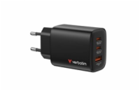 VERBATIM GaN Nabíječka Essentials 65W, 2xUSB-C, 1xUSB-A, černá
